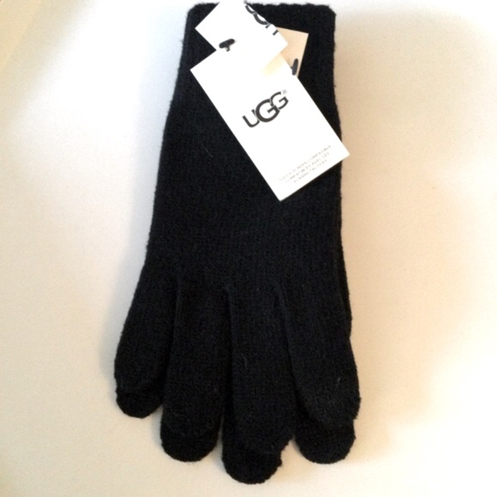 UGG MENS TECH WOOL BLEND KNIT GLOVES BLACK OS NWT